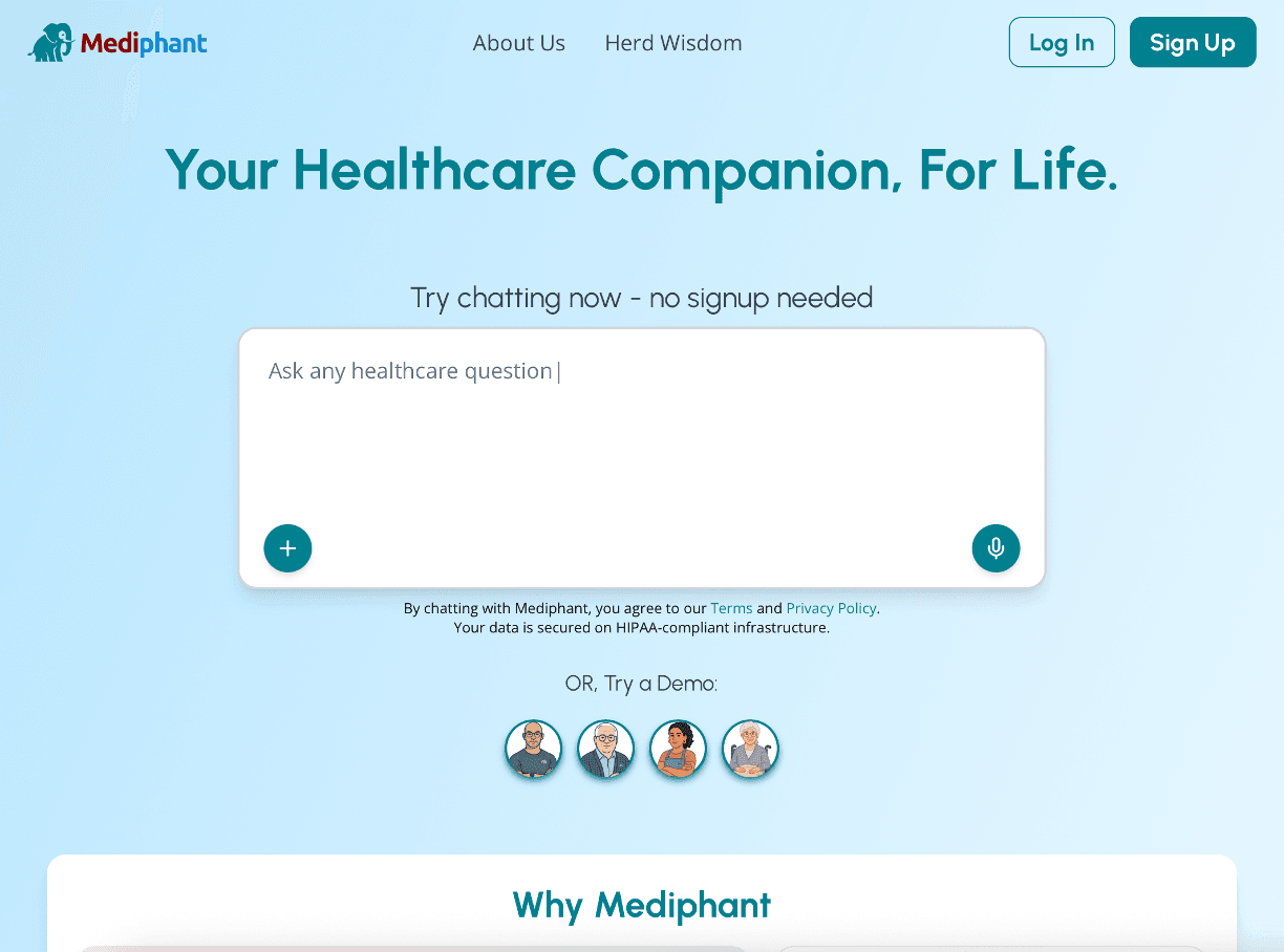 Screenshot of the original Mediphant app release