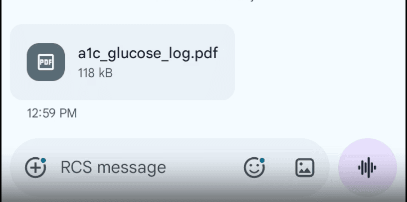 A PDF document attached to a conversation on Android